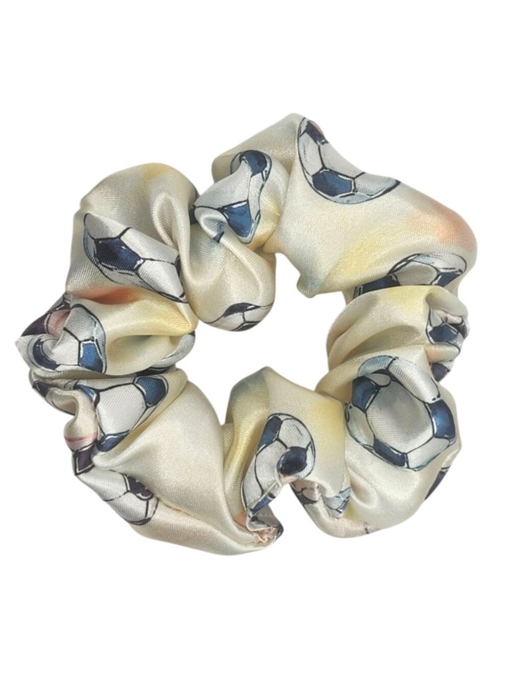 Satin Hair Scrunchie Soccer Print